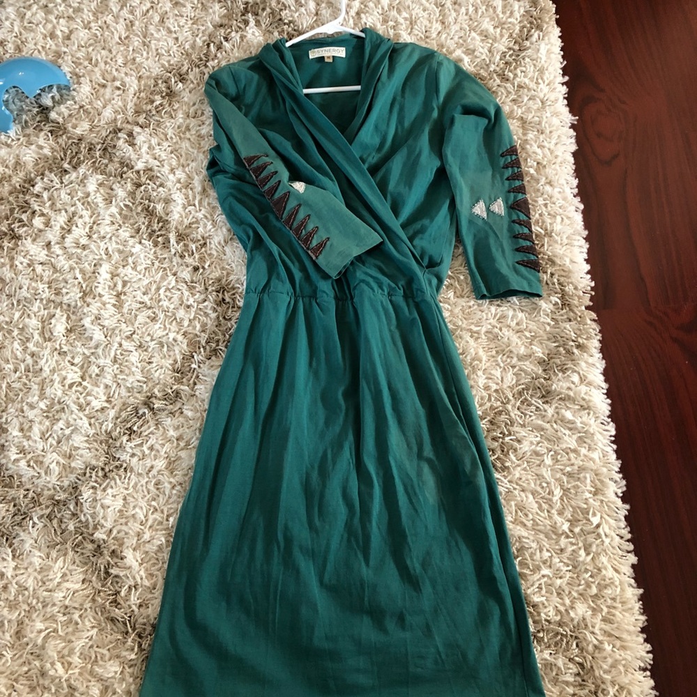 Synergy organic cotton 1/4 sleeve scrunch dress